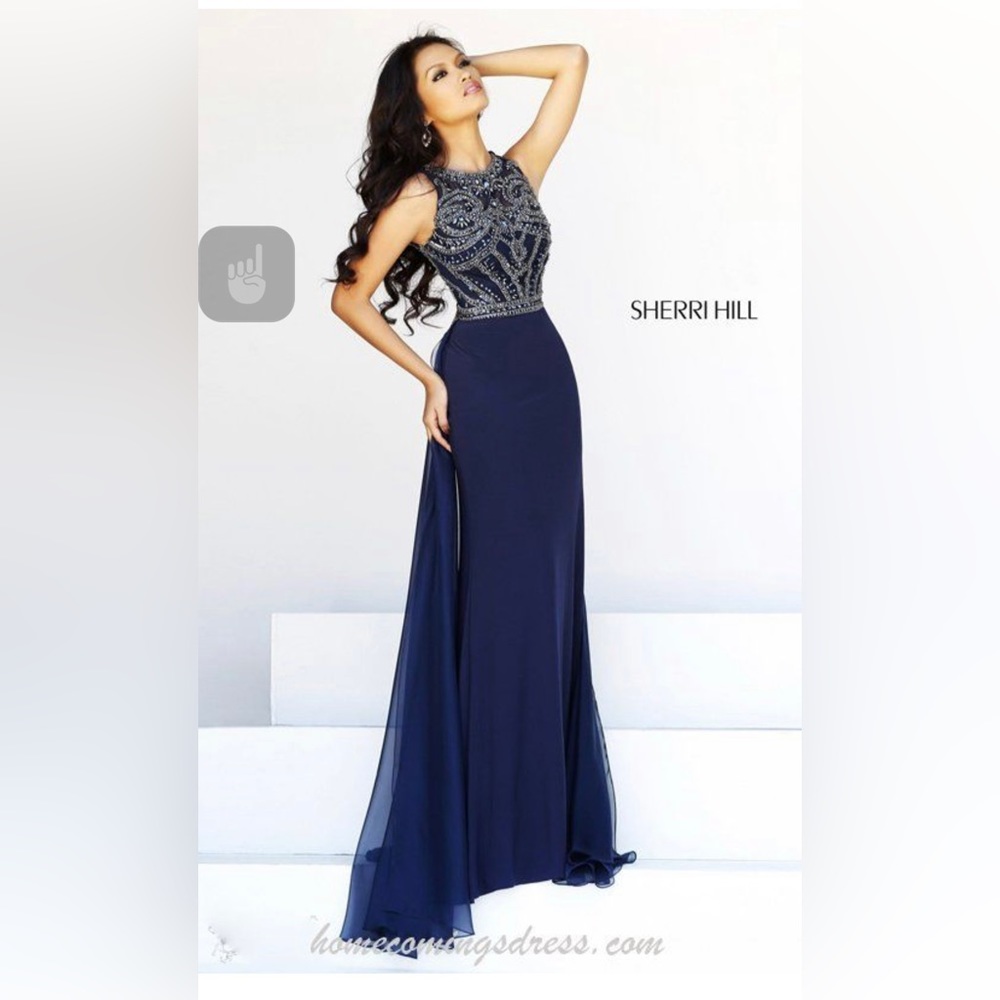 NWT Sherri hill size 4 navy blue formal gown